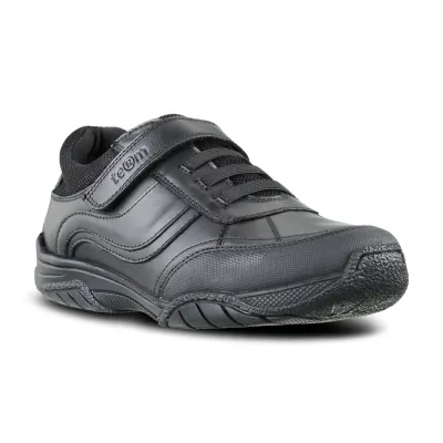 Maxx Black Leather Touch Tape Shoes