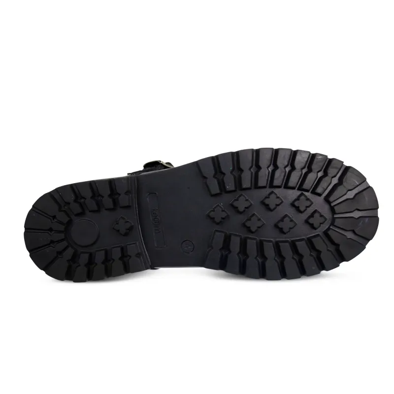 Emily Black Patent Buckle T-Bar Shoes