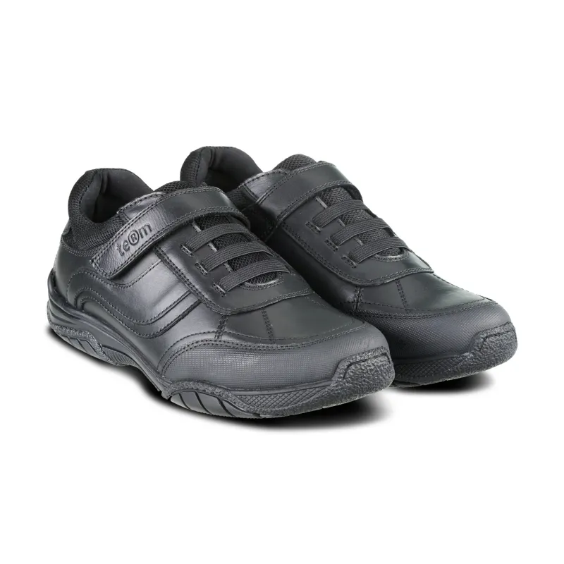 Maxx Black Leather Touch Tape Shoes