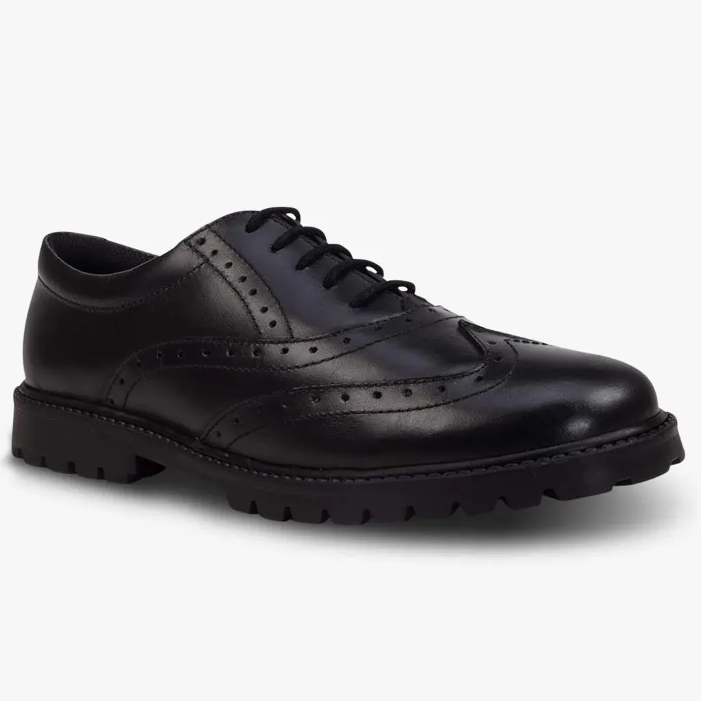 Sophia Black Leather Brogue Shoes