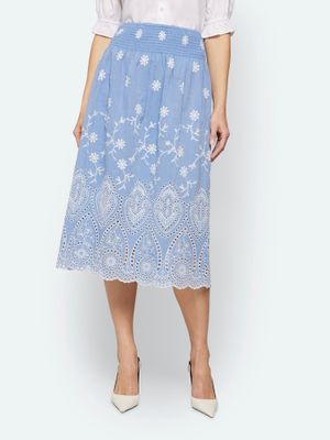 Blue Denim Mood Embroidered Skirt 219011