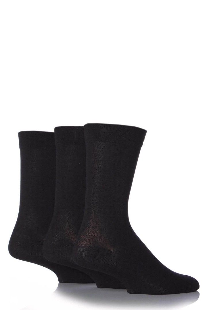 Mens 3 Pack Gentle Comfort Cuff Bamboo Socks QGSM