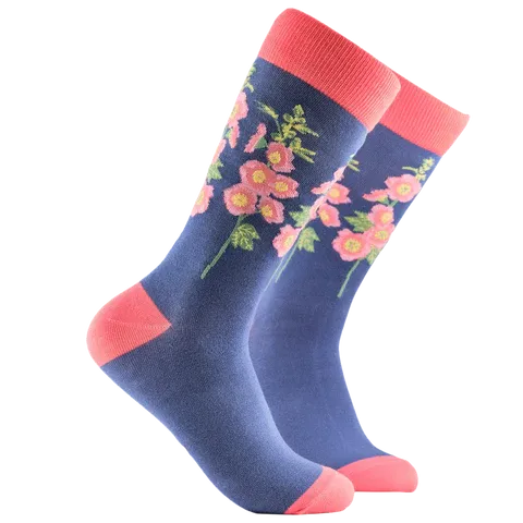 Hollyhocks Floral Bamboo Socks