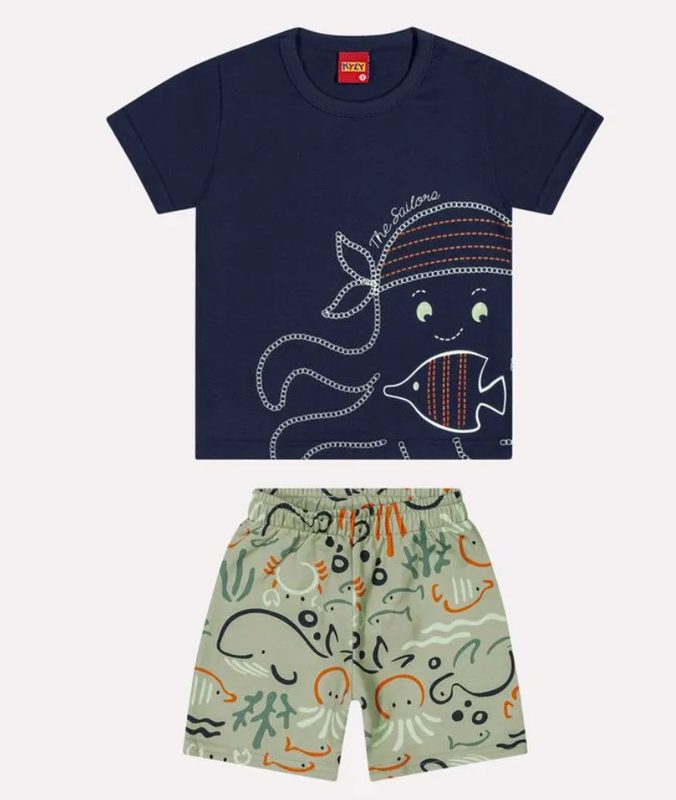 The Sailors T-Shirt &amp; Shorts Set 1000583 - Navy/Aqua