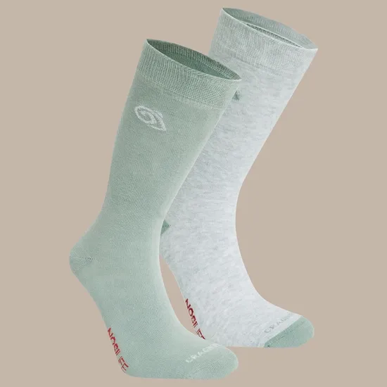 Unisex Insect Repellent Twin Pack Socks | Soft Grey Marl / Lichen Green CUH369