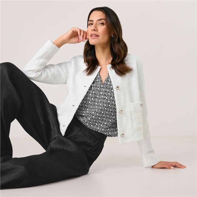 Black &amp; Brights Small Geo AOP Blouse - Offwhite/Black
