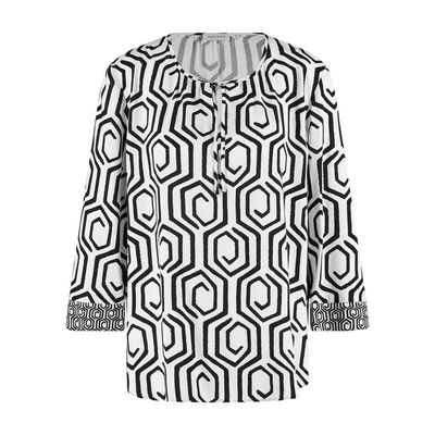 Black &amp; Brights Geo AOP Blouse - Offwhite/Black