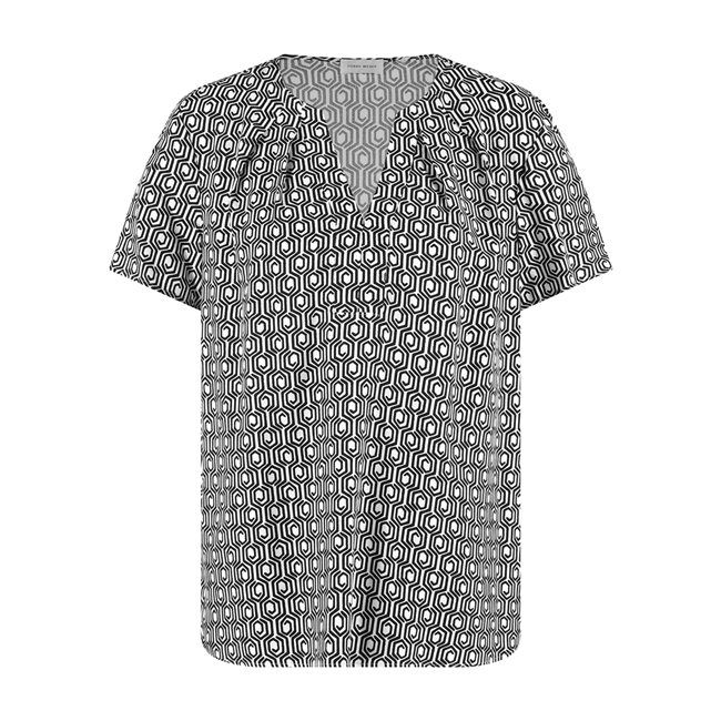 Black &amp; Brights Small Geo AOP Blouse - Offwhite/Black