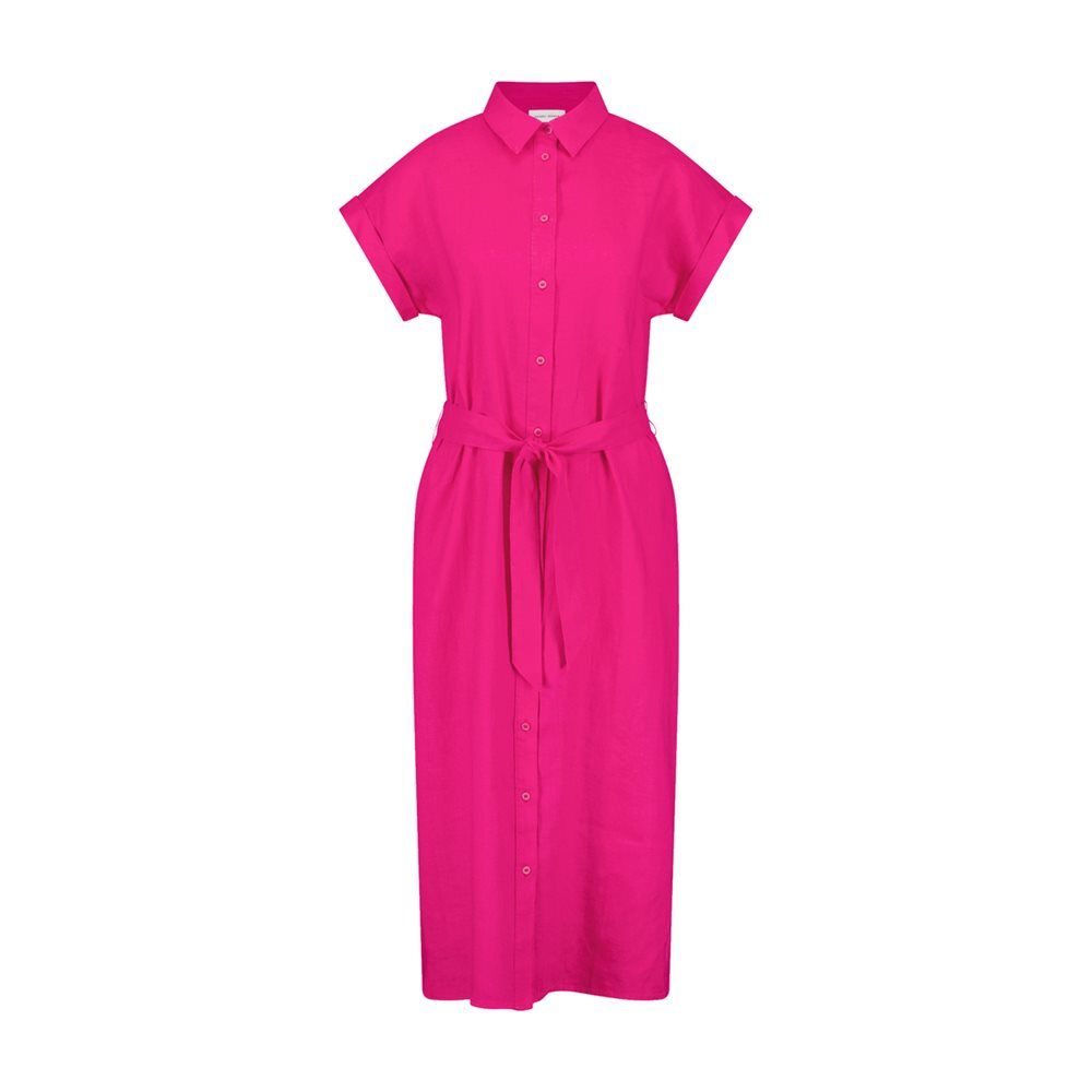 Black &amp; Brights Woven Shirt Style Dress - Magenta