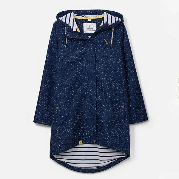 Long Beachcomber Jacket - Navy Dot