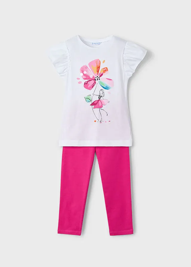 Girl Leggings &amp; Flower Top Set 3705 - Orchid