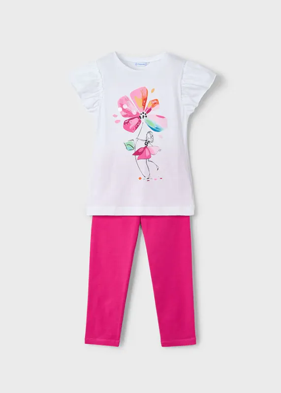 Girl Leggings &amp; Flower Top Set 3705 - Orchid