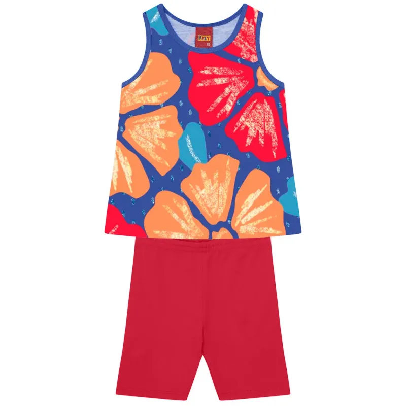 Floral Print Vest Top &amp; Shorts Set 1000230 - Blue/Red