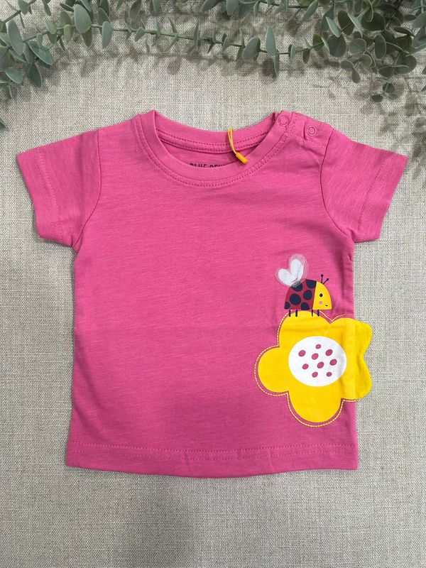 Rose Pink  Applique Flower Top 901142