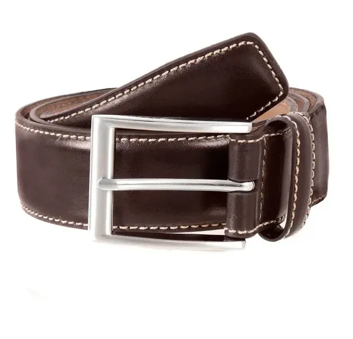 Full-Grain 35mm Leather Belt with Contrast Stitching