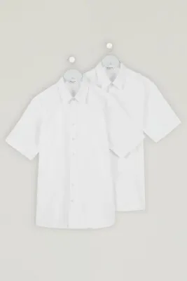 SSS 2 Pack Short Sleeve Slim Fit Non-Iron Shirts
