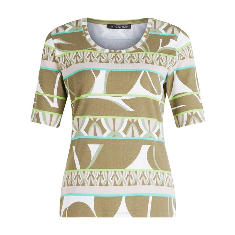 Printed Ribbed Top 2393 Khaki
