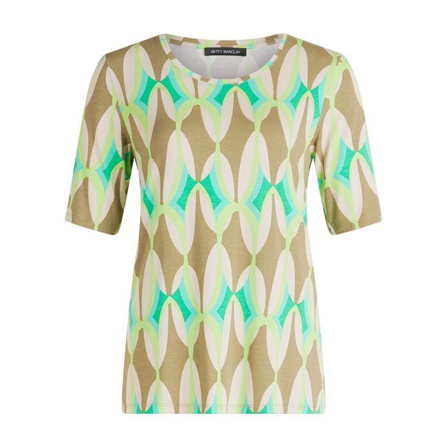 Printed Short Sleeve Top 2392 Khaki Stone
