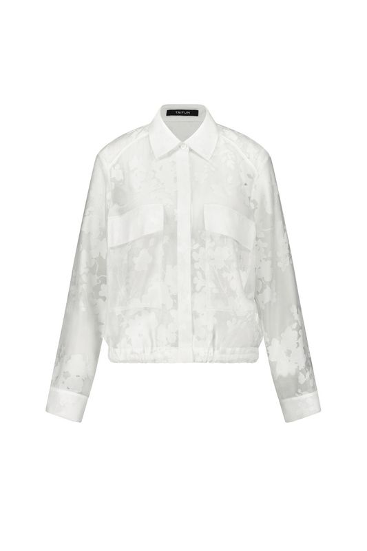 Woman In Red Sheer Blouson Jacket - Offwhite
