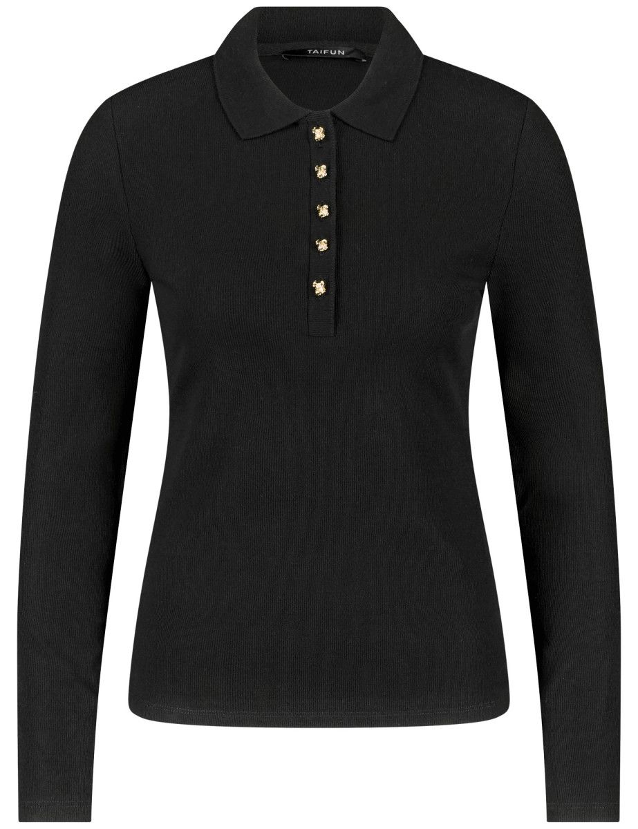 Amber &amp; Gold Knitted Polo Shirt