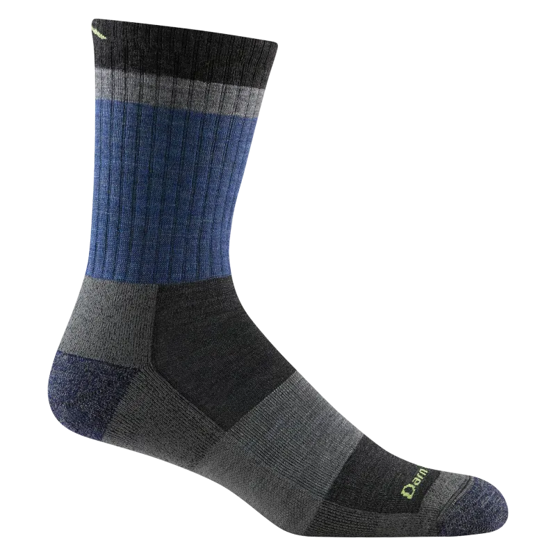 Men&#39;s Heady Stripe Micro Crew Lightweight Hiking Sock - Blue