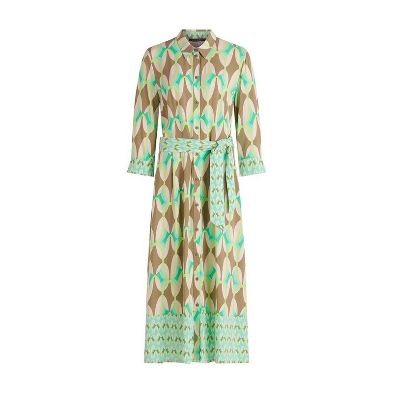 Multi Print Dress 1688 - Khaki/Stone