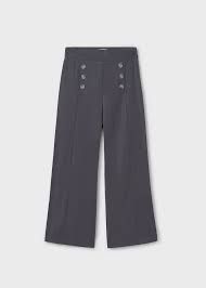 Girl Button Detail Wide Leg Trousers 6534 - Coal
