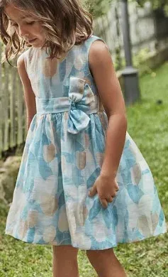 Girl Floral Print Dress 3913 - Sky