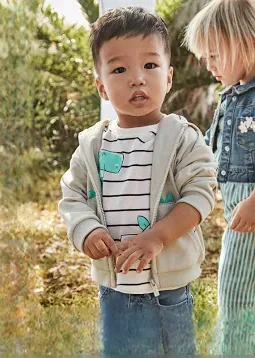 Baby Interactive Zip Hooded Jacket 1473 - Bone