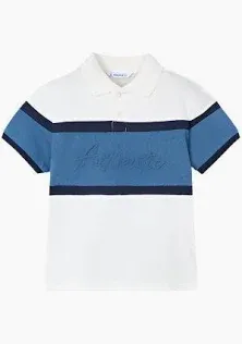 Boy Block Colour Polo Shirt 3103 - Cream/Regatta