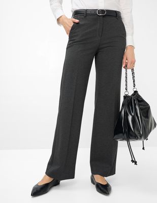 STYLE MAINE Jersey Wide Leg Trousers / Dark Grey