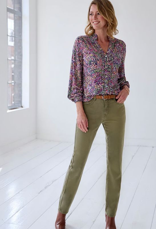 STYLE MARY Regular Fit Five Pocket Trousers / Dark Green