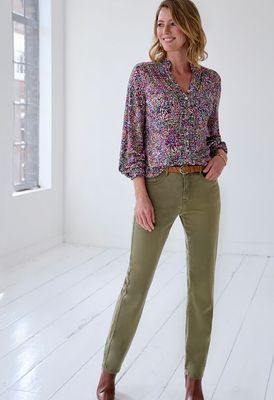 STYLE MARY Regular Fit Five Pocket Trousers / Dark Green