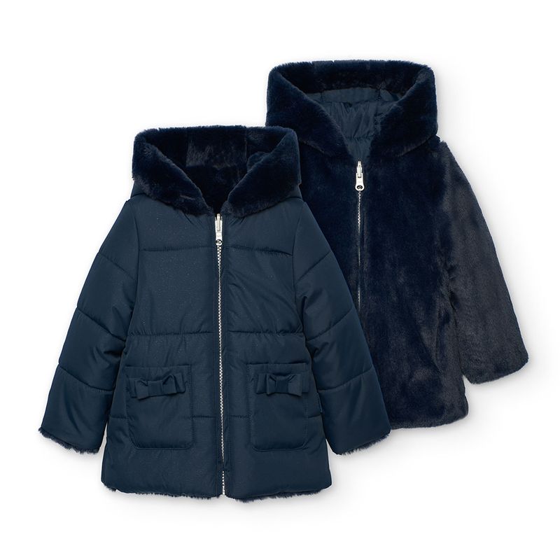 Girl&#39;s Reversible Coat in Navy - 702278