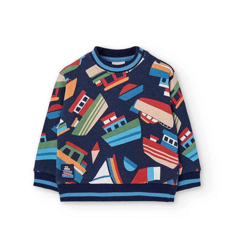 Boy&#39;s Ships Sweatshirt in Navy - 322007