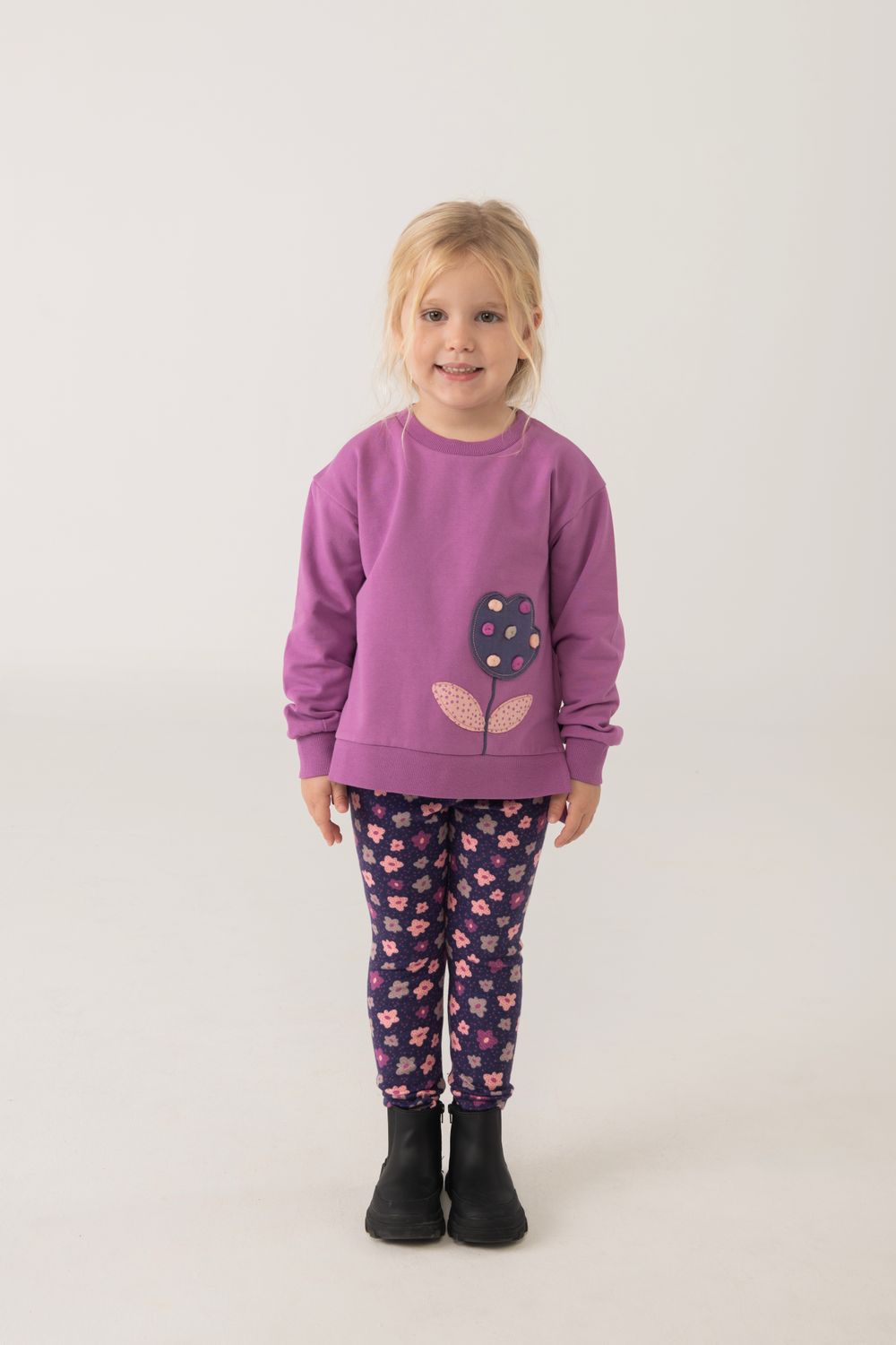 Girl&#39;s Flower Leggings in Purple - 222130