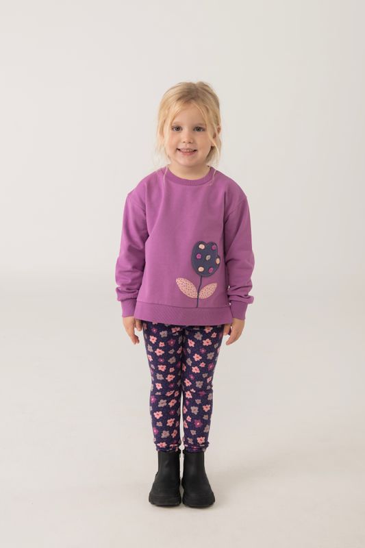 Girl&#39;s Flower Leggings in Purple - 222130