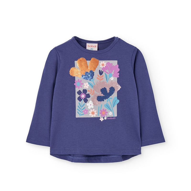 Girl&#39;s Sequin Flowers Top in Purple - 222073
