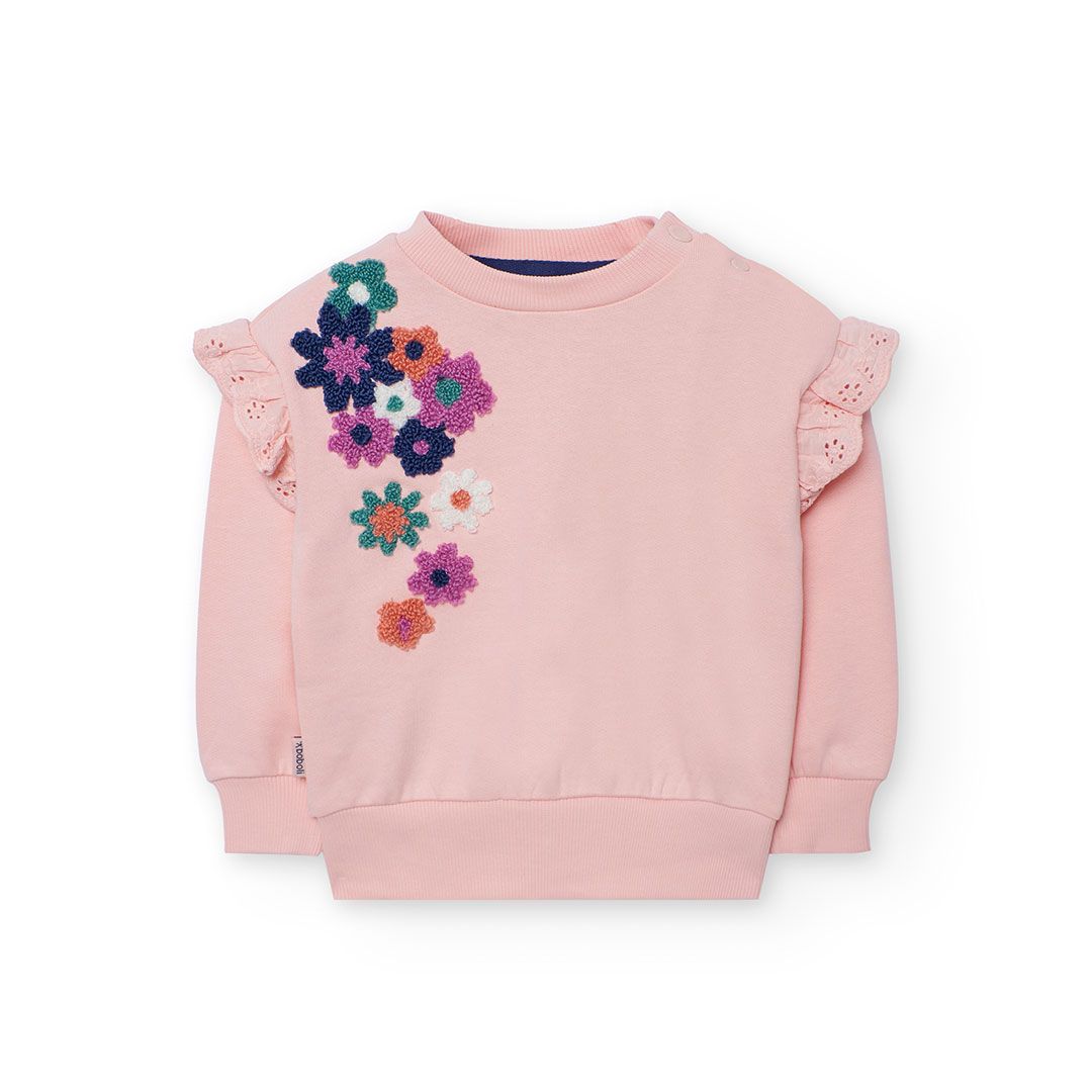 Girl&#39;s Flower Sweatshirt in Pink - 222062