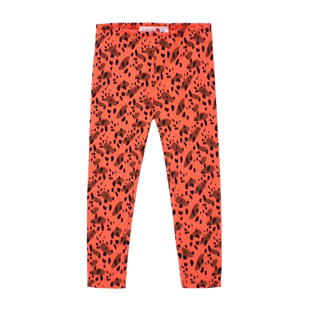 Girl&#39;s Leopard Print Leggings in Coral - 422143