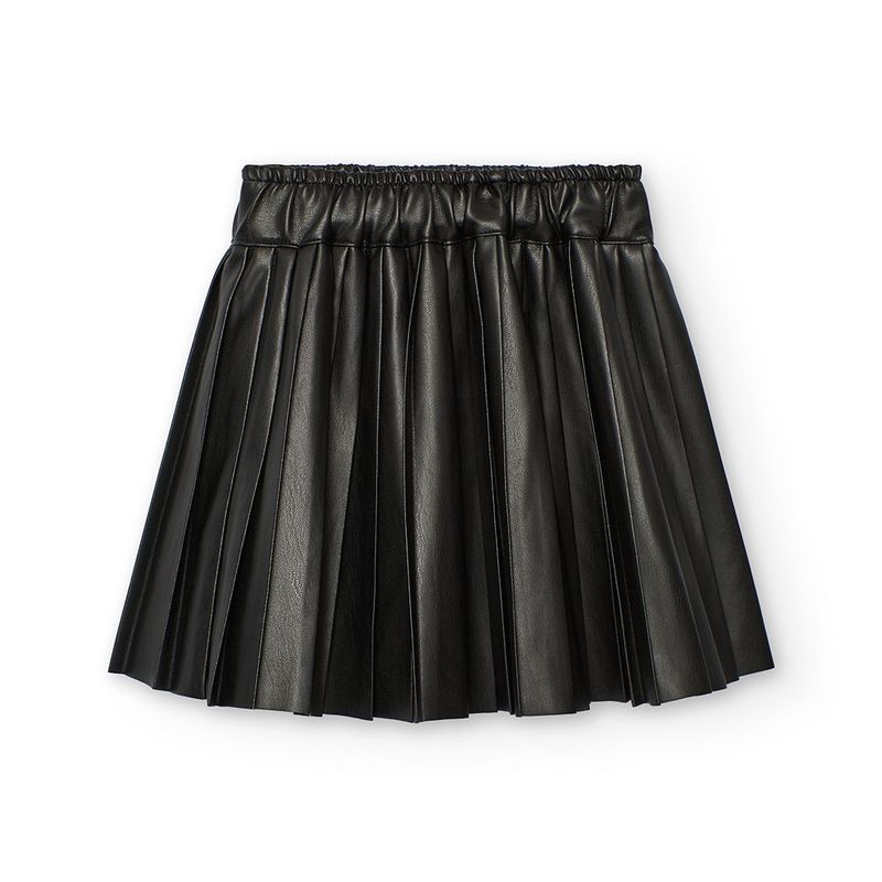 Girl&#39;s Leather Look Pleated Skirt in Black - 722180