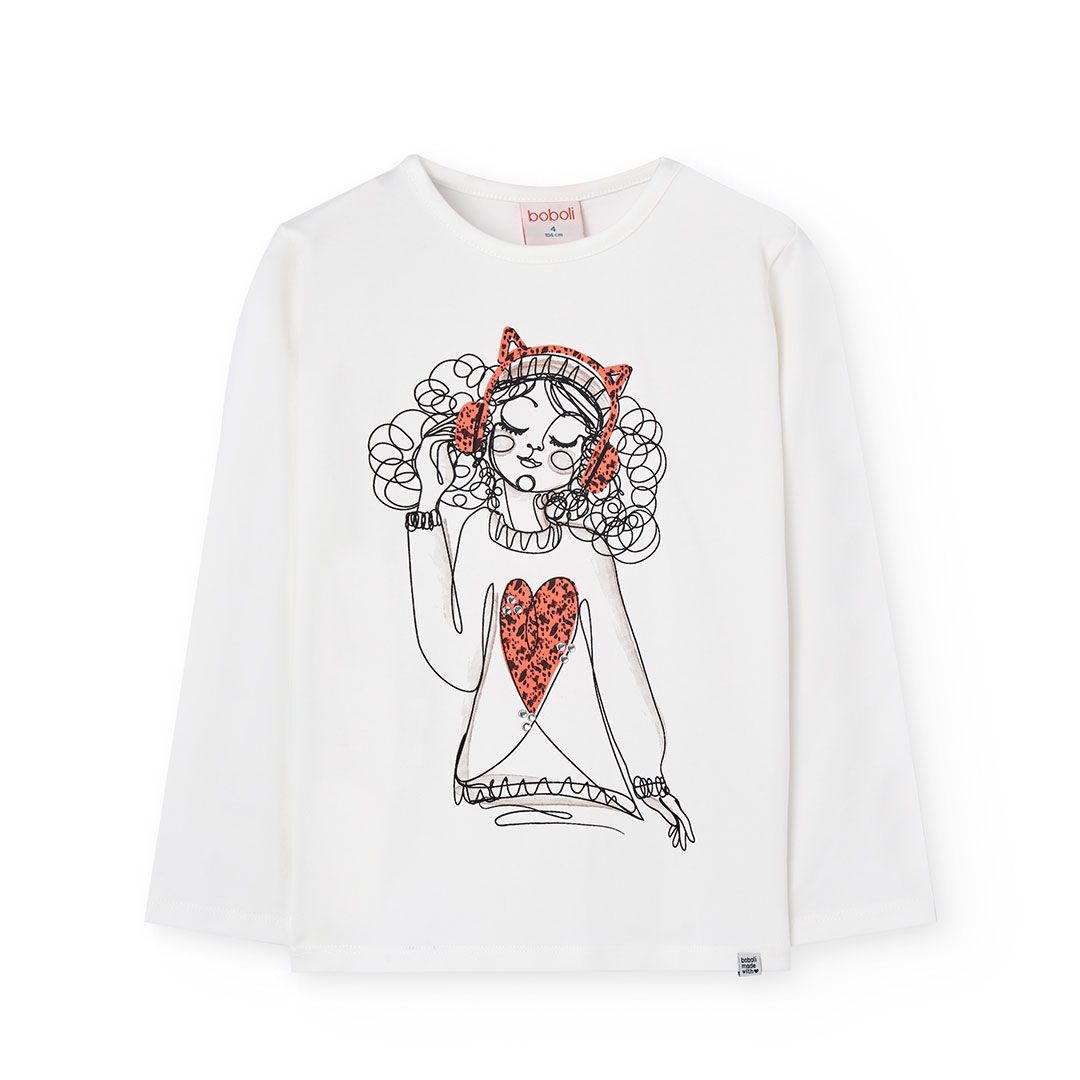 Girl&#39;s Headphones Top in Offwhite - 422008