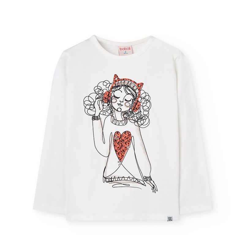 Girl&#39;s Headphones Top in Offwhite - 422008