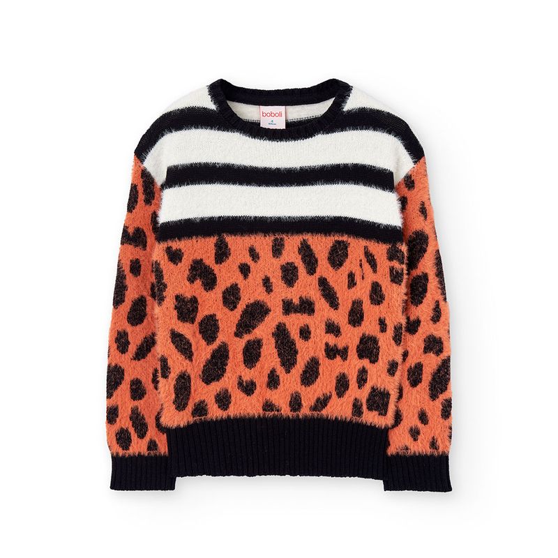 Girl&#39;s Spots Jumper in Coral/Black - 422187