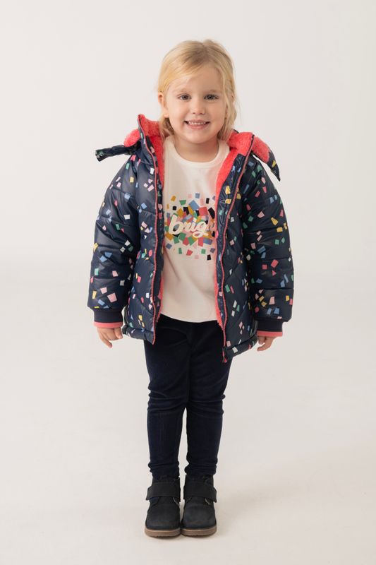 Girl&#39;s Plush Lined Coat in Navy - 202206