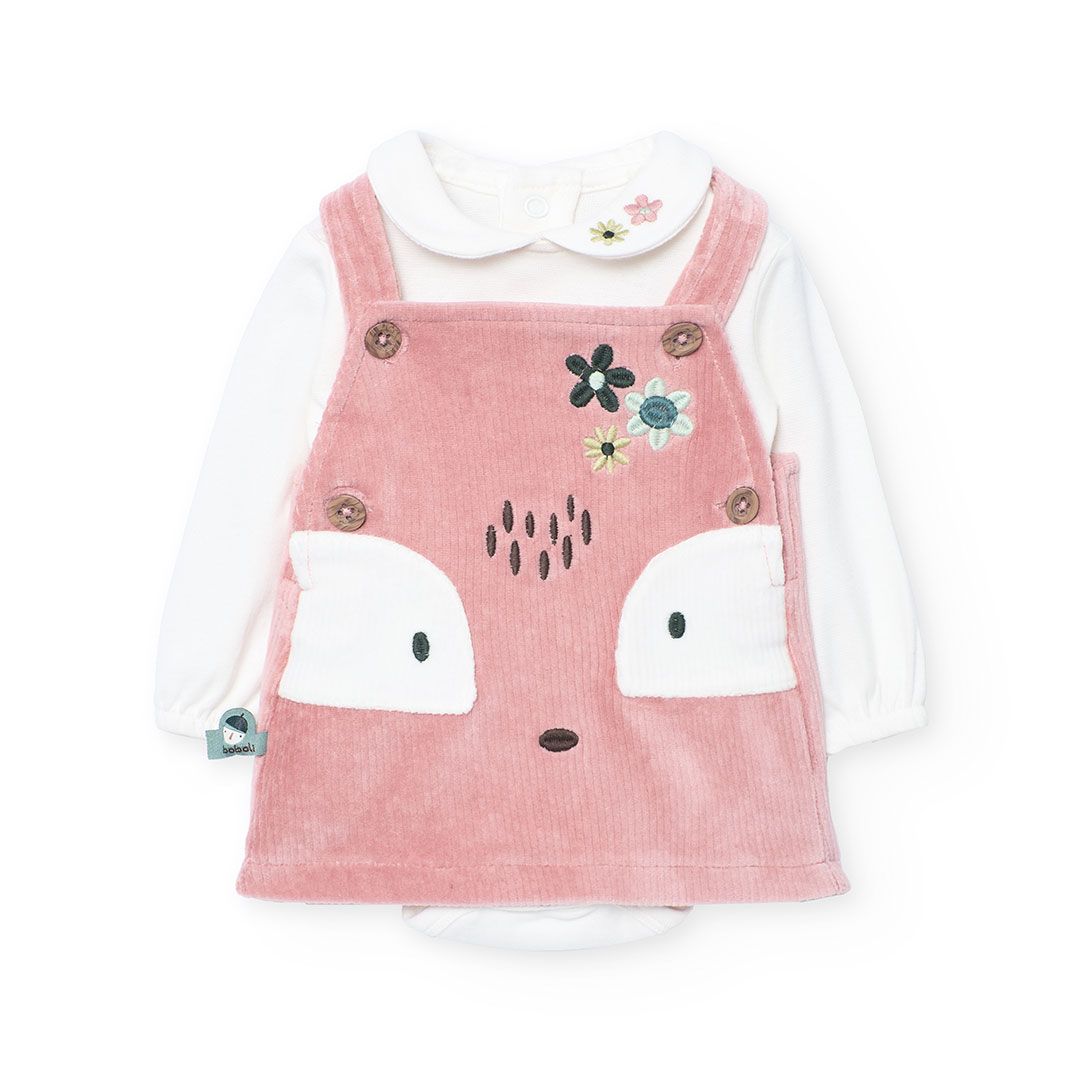 Baby Girl&#39;s Pinafore Set in Pink/Cream - 142018