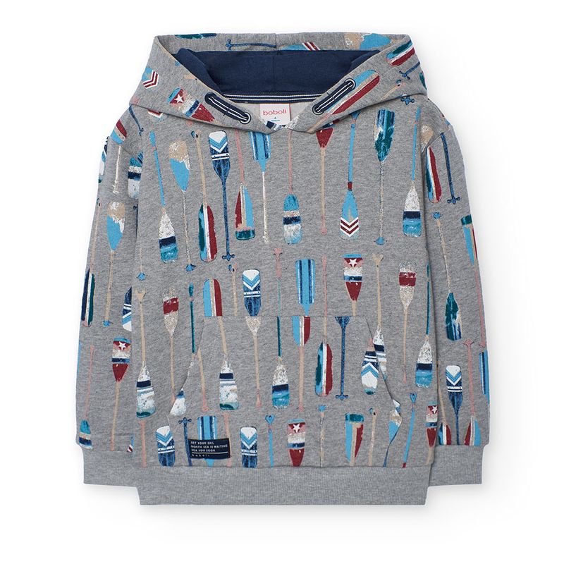 Boy&#39;s Oars Print Hoodie in Grey - 502142