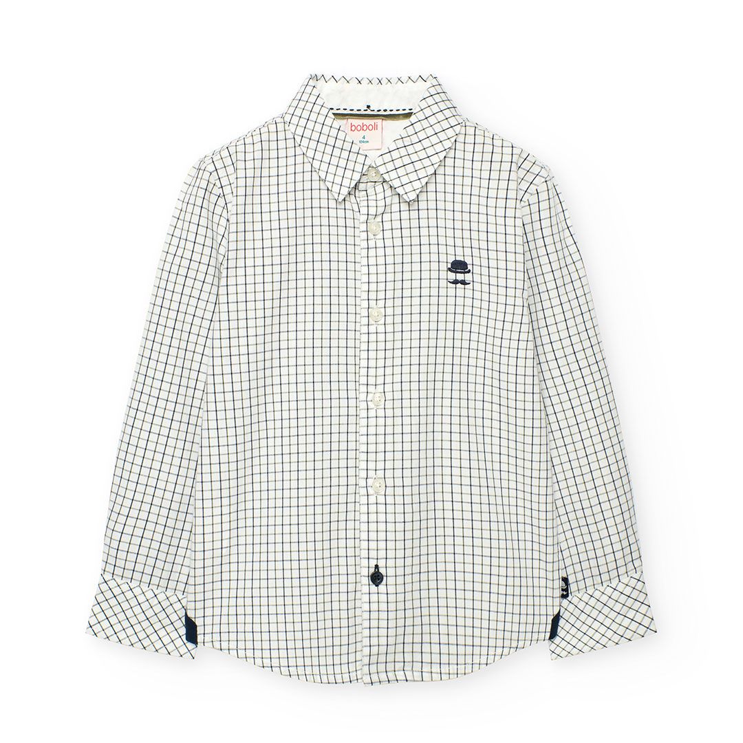 Boy&#39;s Poplin Shirt in Green/Navy - 732147