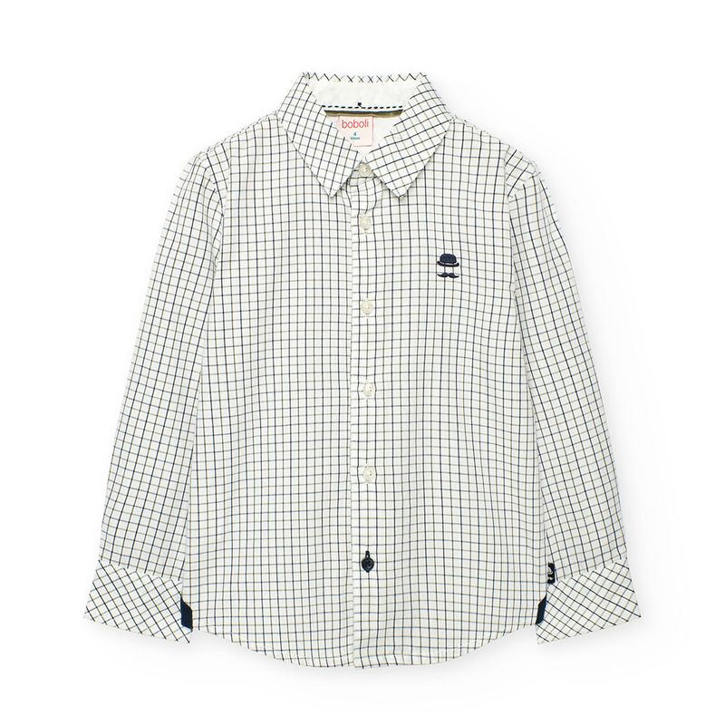 Boy&#39;s Poplin Shirt in Green/Navy - 732147
