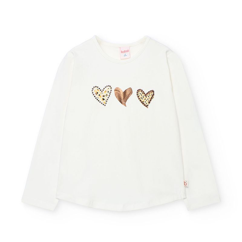Girl&#39;s Hearts Top in Cream - 722281